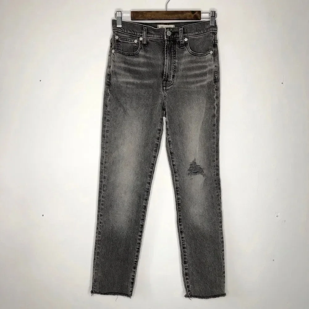 Madewell The Perfect Vintage Jean Gray Cosner Wash Knee-Rip Edition Size 24